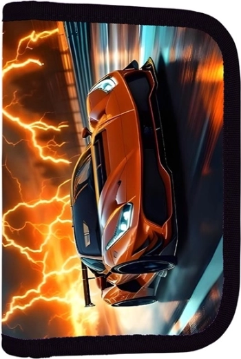 Školska pernica s 2 preklopa, prazna – motiv auto