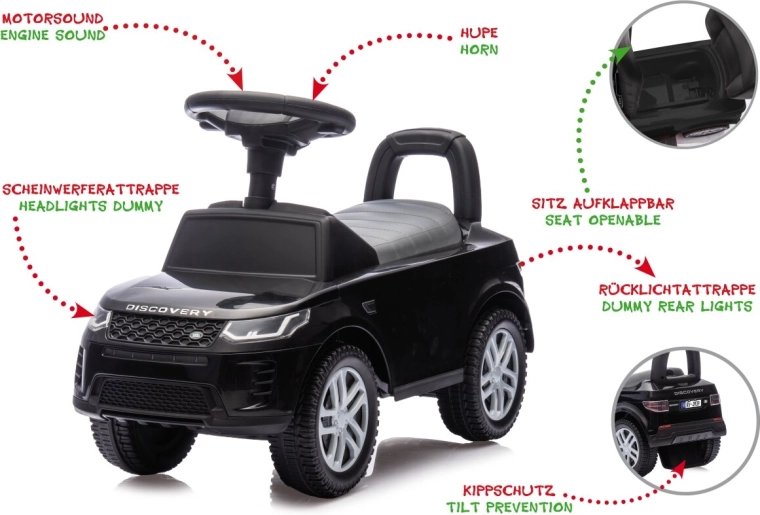 Children's ride-on and walker Land Rover Discovery black 2-in-1