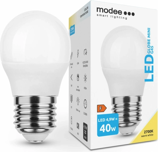 Modee Smart Lighting LED minijaturna žarulja G45 E27 4,9 W topla bijela