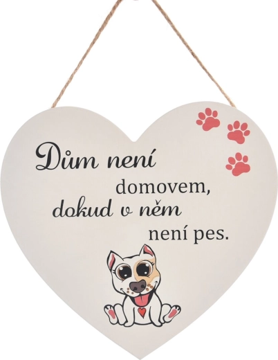 Drvena pločica u obliku srca “Dog home”