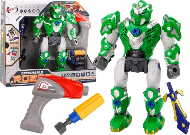 Vijčani robot sa svjetlima i zvukovima – zeleni set s bušilicom i odvijačem