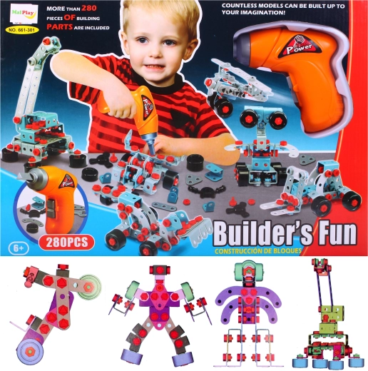 Mega Constructor with Drill – 280-Piece Building Set