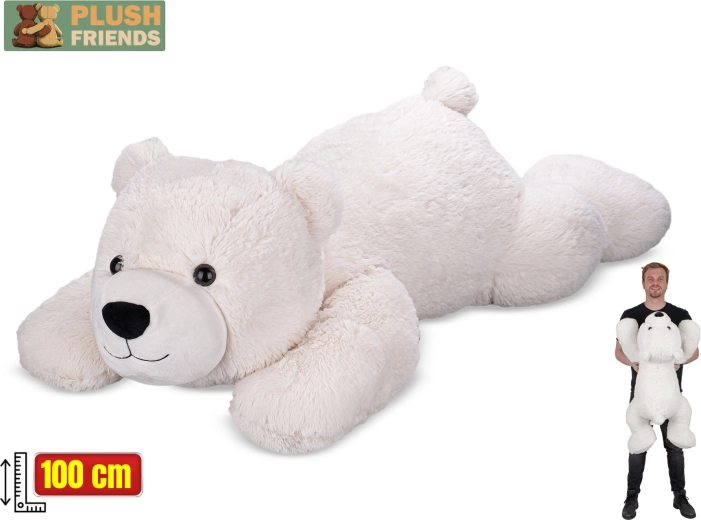 Plišani polarni medvjed Plush Friends 100 cm – ležeći mazni prijatelj
