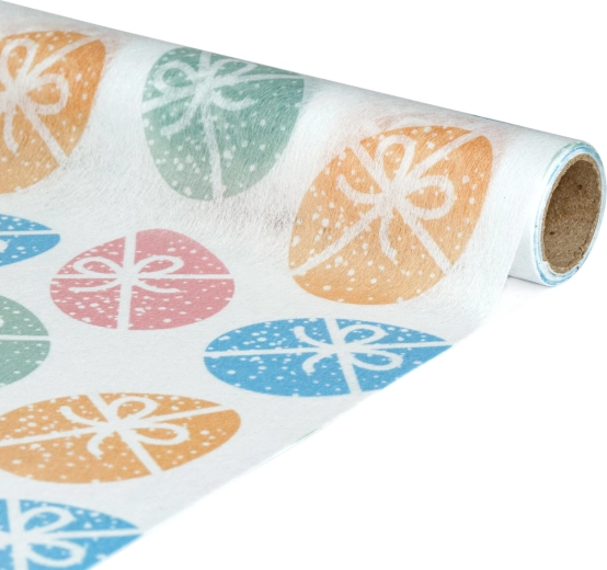 White decorative table runner with egg motif 180 × 28 cm
