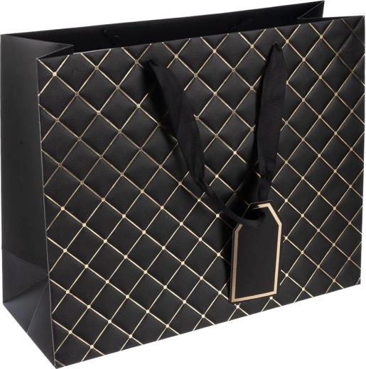 Poklon vrećica od papira Quilt crna 32 × 12 × 26 cm