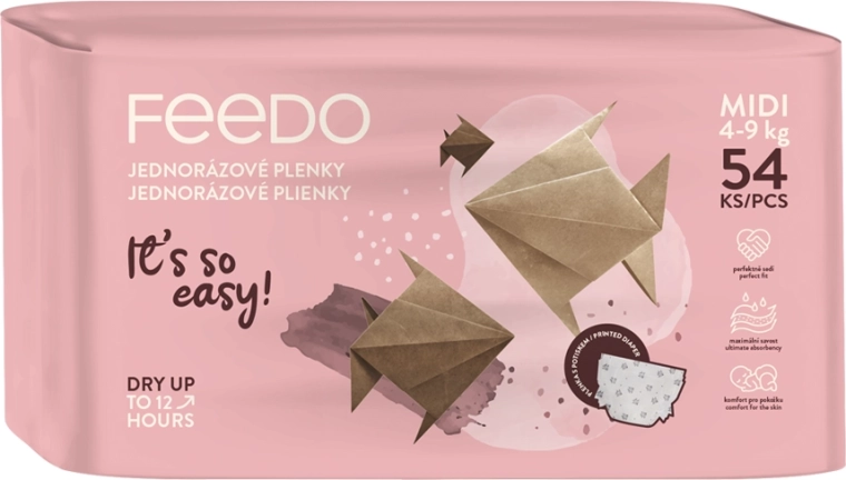 Feedo jednokratne pelene Midi 3 (4–9 kg) 54 kom