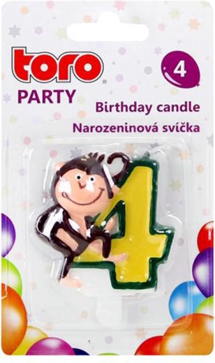 Tortna svijeća broj 4 s majmunčićem TORO