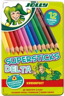 Trokutaste bojice DELTA, 12 boja, u metalnoj kutijici