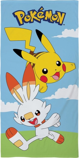 Plažna ručnica Pokémon Pikachu i Scorbunny 70 × 140 cm