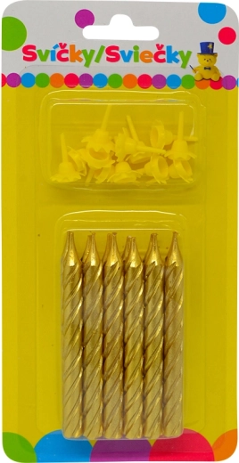 Birthday jumbo candles metallic gold with glitter, 12 pcs