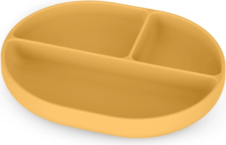 Petite&Mars silikonski ovalni podijeljeni tanjur Take&Match intense ochre 6m+