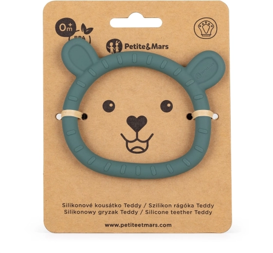 Silikonska grickalica Petite&Mars teddy misty green