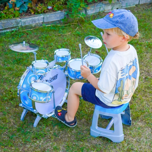 Woopie Children's Drum Set with 6 Drums, 2 Cymbals and Stool