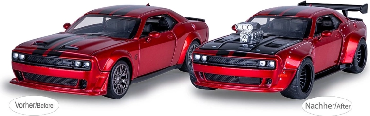 Metal Dodge Challenger SRT Jailbreak Model 1:36 Red 2-in-1