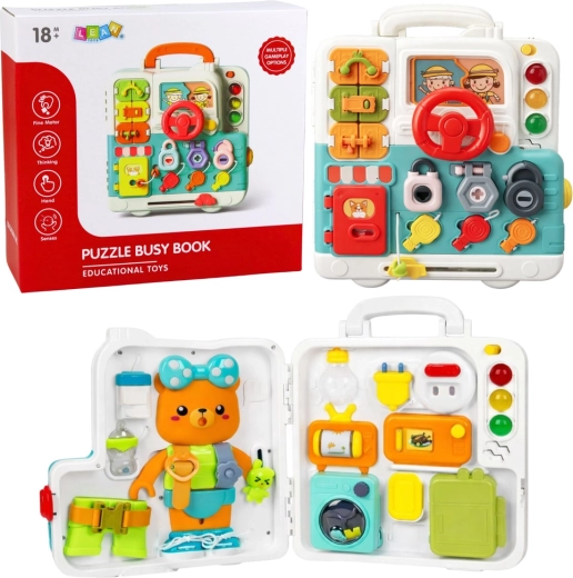 Interaktivna manipulativna knjiga – edukativni busy board sa svjetlima i zvukovima, 16 elemenata