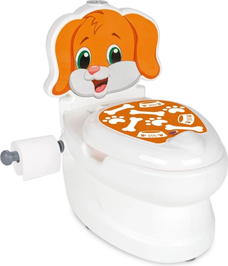 Children's potty in the shape of a toilet, Puppy, with flushing sound and toilet paper holder