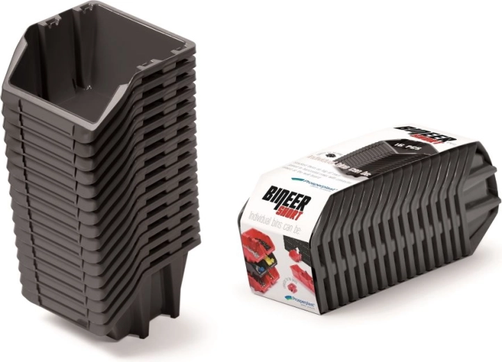 Set spremnika za pohranu 16 kom Bineer Short, 234 × 77 × 92 mm, crna