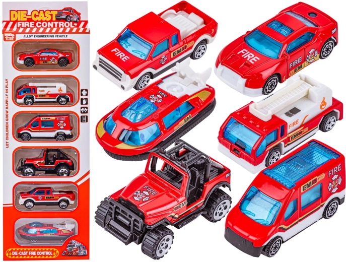 Metalni modeli vatrogasnih vozila 1:64 – set od 6 kom