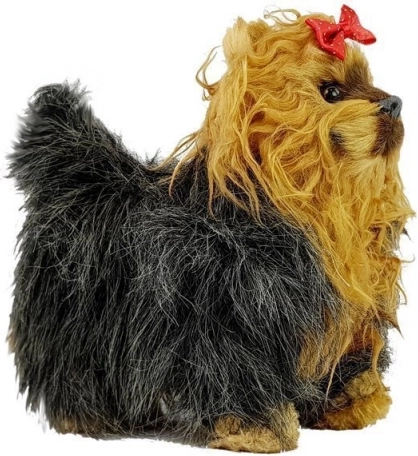 Interaktivni plišani psić york – miče se i laje, smeđe‑crni