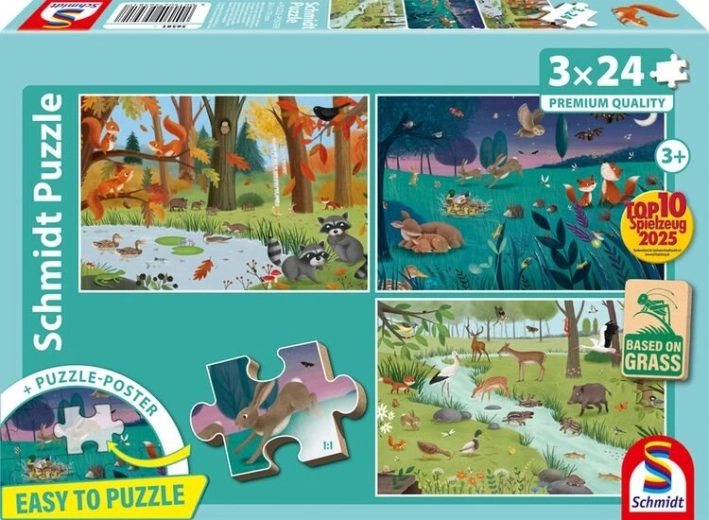 Schmidt puzzle Šumske i livadne životinje 3×24 dijelova