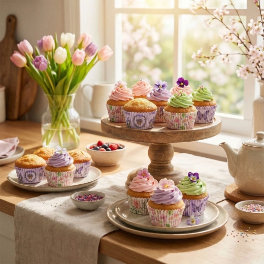 Spring Paper Muffin Cupcake Liners Set, 100 pcs