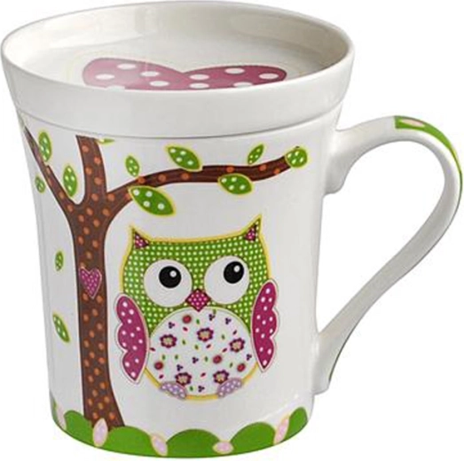 Keramička šalica s tanjurićem za čaj Toro 270 ml sova