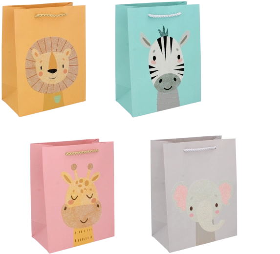 Šarena darovna vrećica sa životinjama 23 × 18 × 10 cm