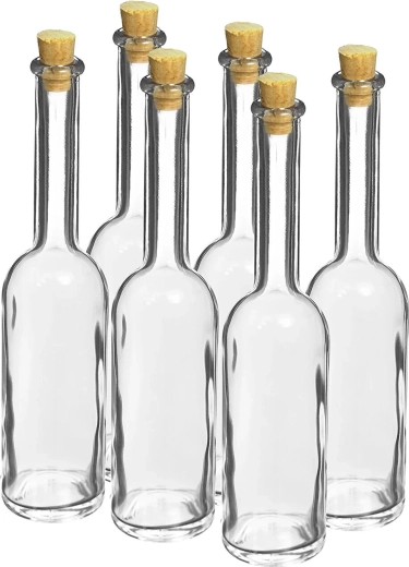 Staklena boca 100 ml s plutanim čepom, set 6 kom