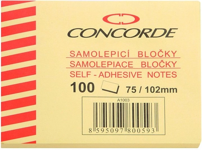 Samoljepljivi blokić CONCORDE 75 × 102 mm, žuti, 100 listova