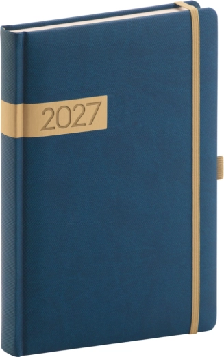 Notique dnevni planer Twill 2027 plavo-zlatni 15 × 21 cm