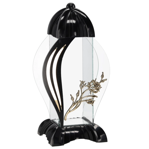 Lampion s motivom ruže Róża, crni, 39 cm - 1 kom