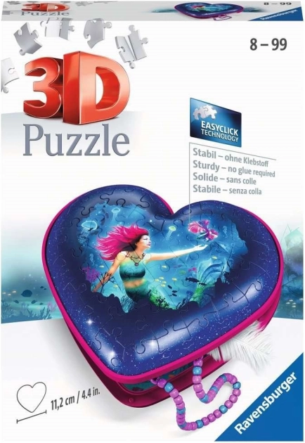RAVENSBURGER 3D puzzle srce morska sirena – škrinjica za nakit, 54 dijelova