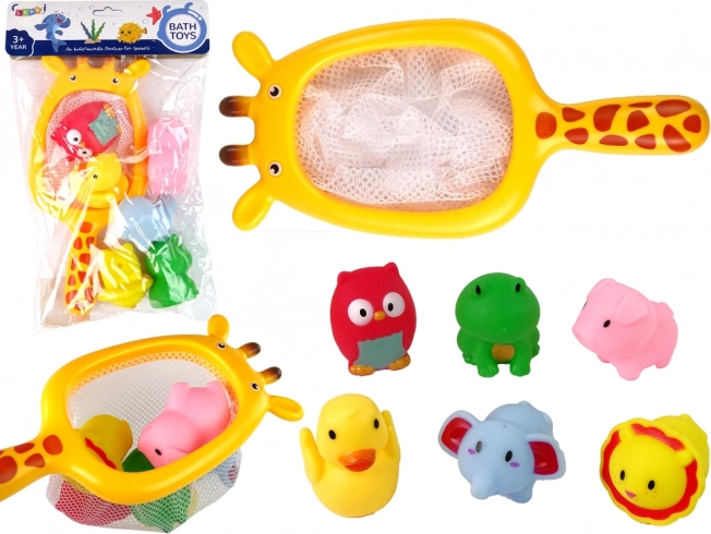 Komplet za kupanje s gumenim životinjama s mrežicom žirafe