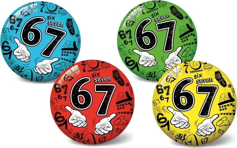 Napunljiva lopta 11 cm Six Seven – edukativna loptica s brojevima, 4 boje