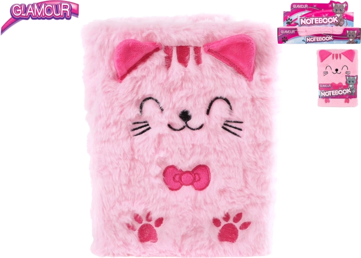 Glamour bilježnica s plišanim motivom mačke, 80 stranica