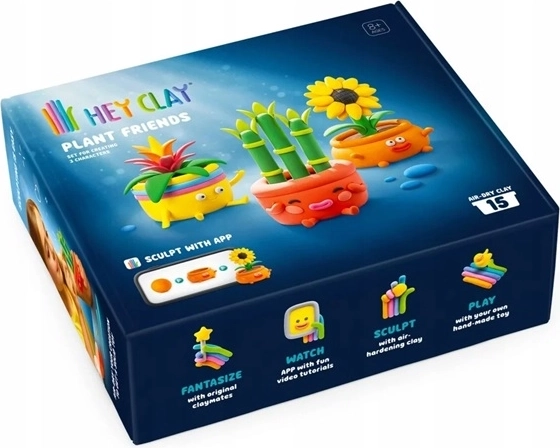 Kreativni set za modeliranje HeyClay zeleni prijatelji s aplikacijom (15 paketića)