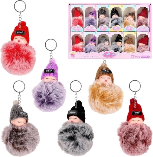 Doll Keychain with Pom-Pom - 1 Piece