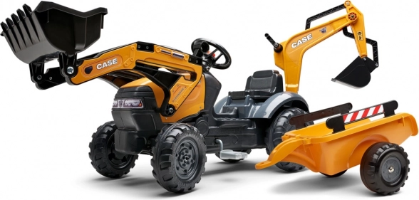 Guralni traktor CASE s prednjom žlicom, stražnjom bagerom i odvojivom prikolicom FALK Eco Design
