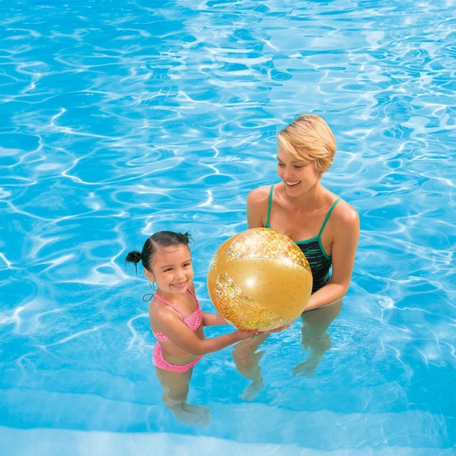 Inflatable glitter ball, yellow, 51 cm