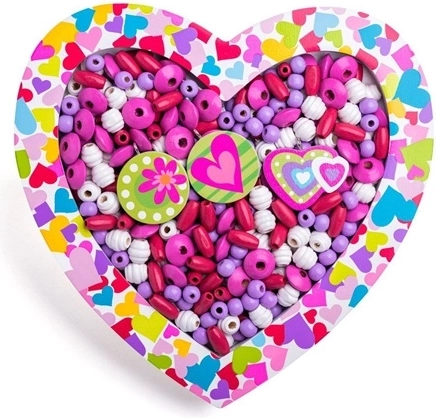 WOODY wooden threading beads in a heart with a photo frame 2-in-1