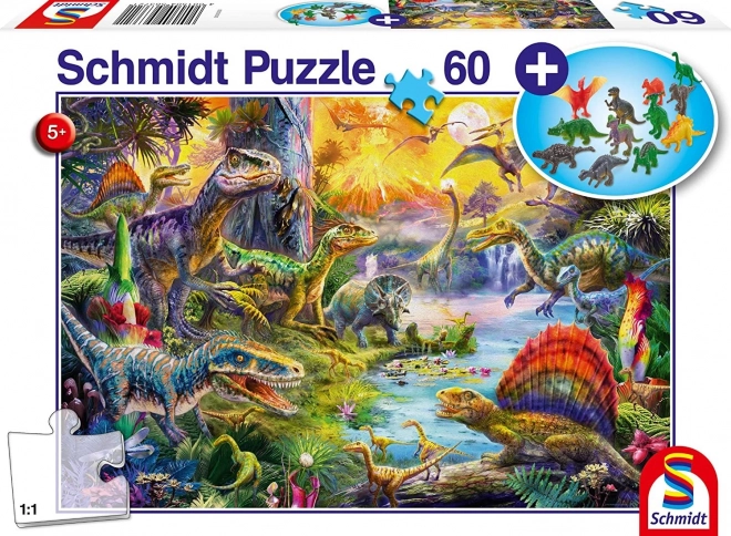 Puzzle dinosauri 60 dijelova s poklonom figurica – SCHMIDT