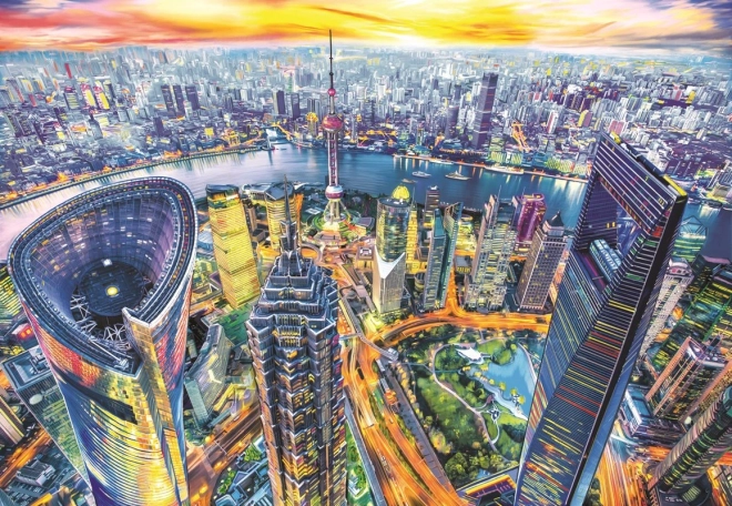 Puzzle Pogled na Šangaj 2000 dijelova