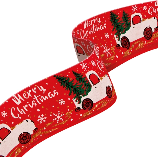 Red Christmas textile ribbon 60 × 6.3 cm