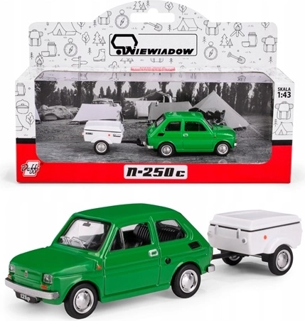 Fiat 126p s prikolicom Niewiadów N250C zelen (1:43)