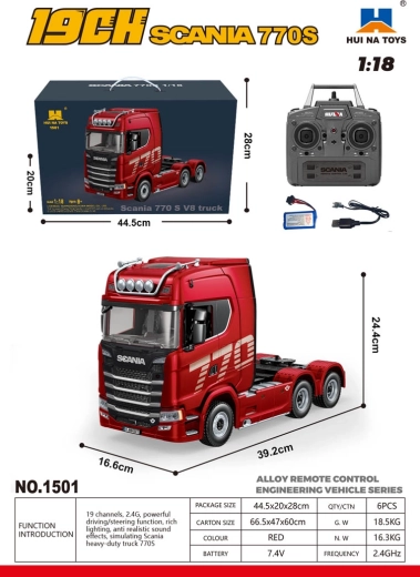Remote-Controlled SCANIA 770S Truck 1:18 Red