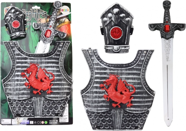 viteški kostim s oklopom, mačem i štitnikom za potkoljenicu za djecu