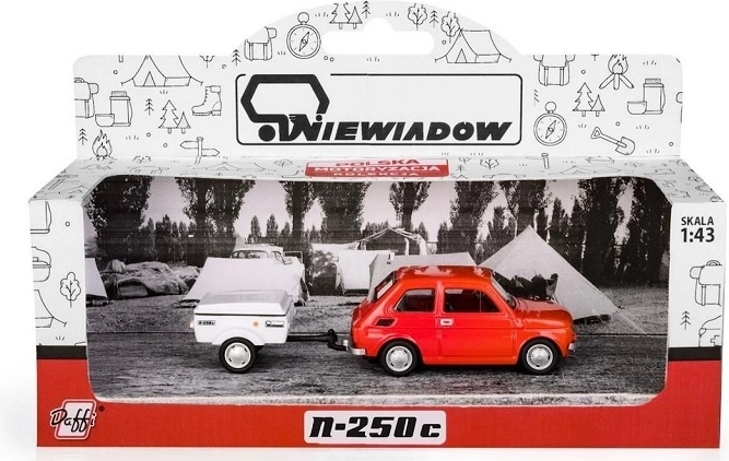 Fiat 126p s prikolicom Niewiadów (kratka verzija) crveni model