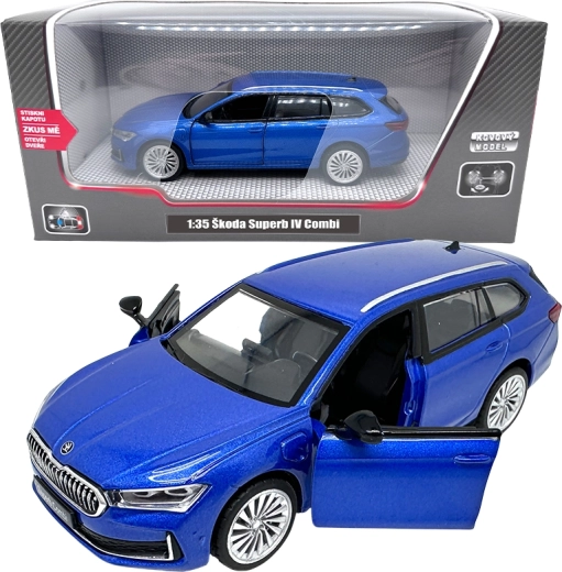 Metalni model Škoda Superb IV Combi 1:35 plavi sa svjetlima i zvukovima