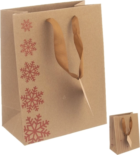 Poklon papirnata vrećica s motivom pahuljica – mix 26 × 12,5 × 32 cm