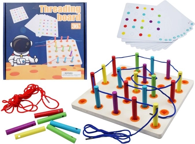 drvena igra šarene štapiće i kvačice s nizanjem